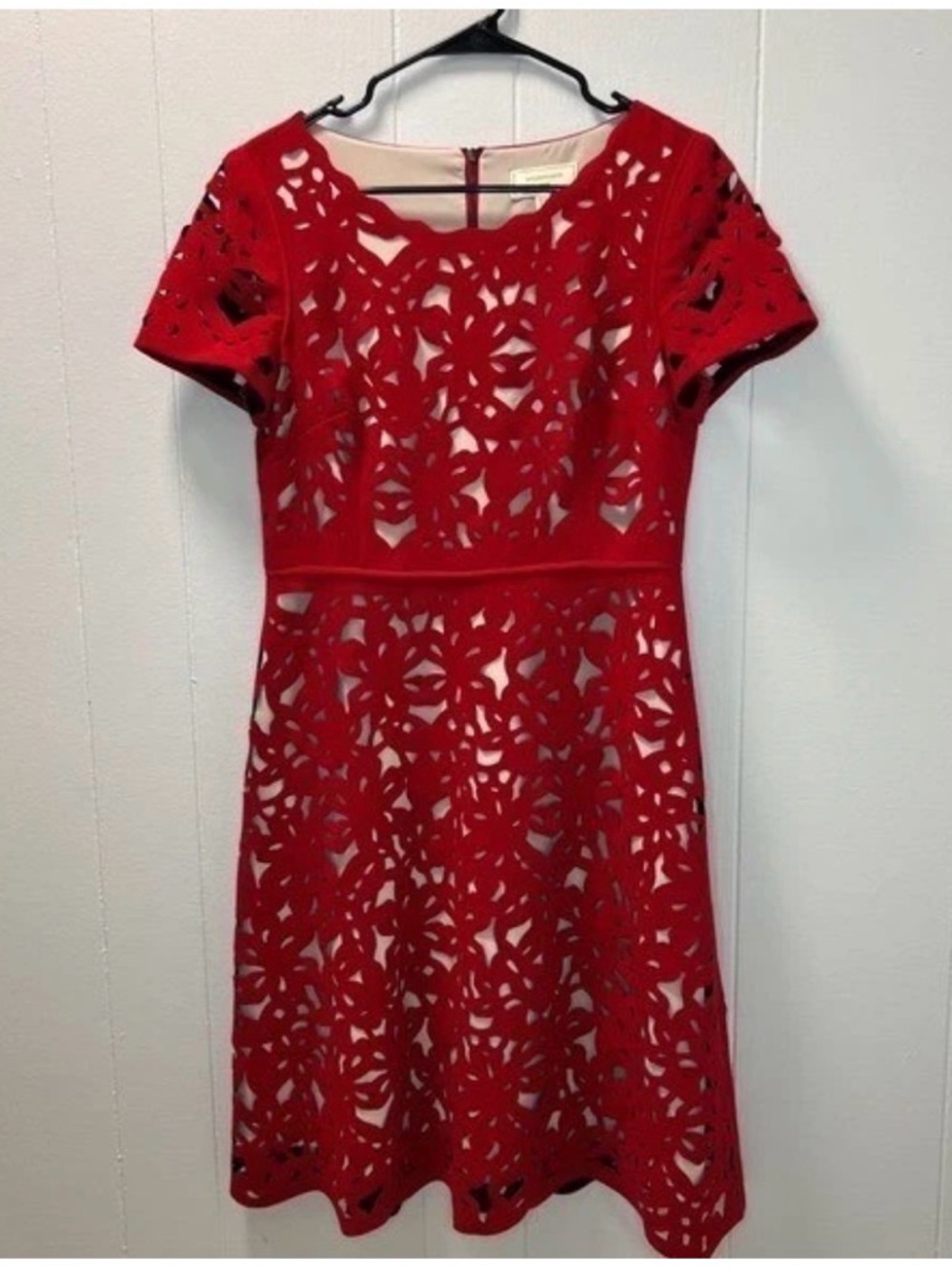 Moulinette Soeurs Red Laser-Cut Mini Dress